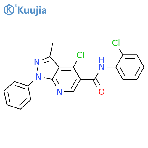 4-chloro-N-(2-chlorophenyl)-3-methyl-1-phenyl-1H-pyrazolo3,4-bpyridine-5-carboxamide structure