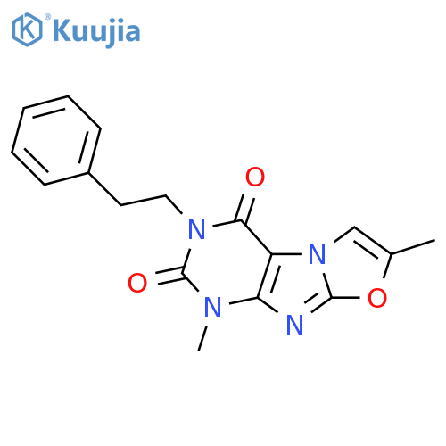 1,7-dimethyl-3-(2-phenylethyl)-1H,2H,3H,4H-1,3oxazolo3,2-gpurine-2,4-dione structure