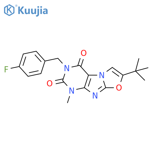 7-tert-butyl-3-(4-fluorophenyl)methyl-1-methyl-1H,2H,3H,4H-1,3oxazolo3,2-gpurine-2,4-dione structure