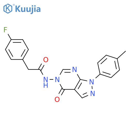 2-(4-fluorophenyl)-N-1-(4-methylphenyl)-4-oxo-1H,4H,5H-pyrazolo3,4-dpyrimidin-5-ylacetamide structure