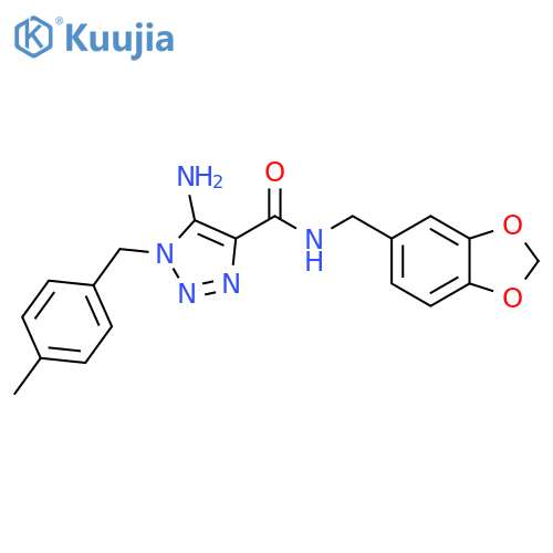 5-amino-N-(2H-1,3-benzodioxol-5-yl)methyl-1-(4-methylphenyl)methyl-1H-1,2,3-triazole-4-carboxamide structure