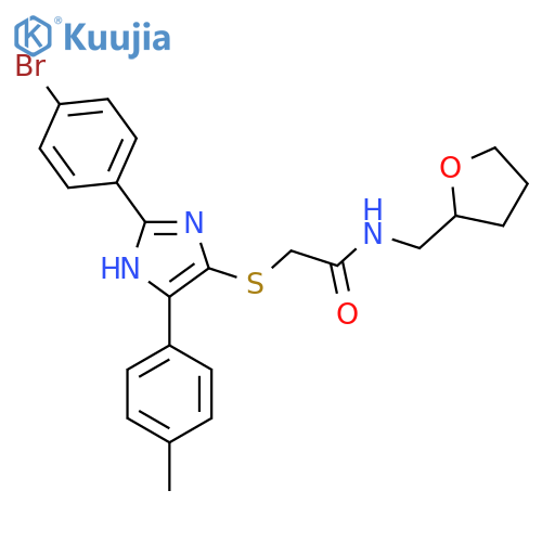 2-((2-(4-bromophenyl)-5-(p-tolyl)-1H-imidazol-4-yl)thio)-N-((tetrahydrofuran-2-yl)methyl)acetamide structure
