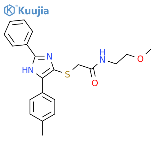 N-(2-methoxyethyl)-2-{5-(4-methylphenyl)-2-phenyl-1H-imidazol-4-ylsulfanyl}acetamide structure