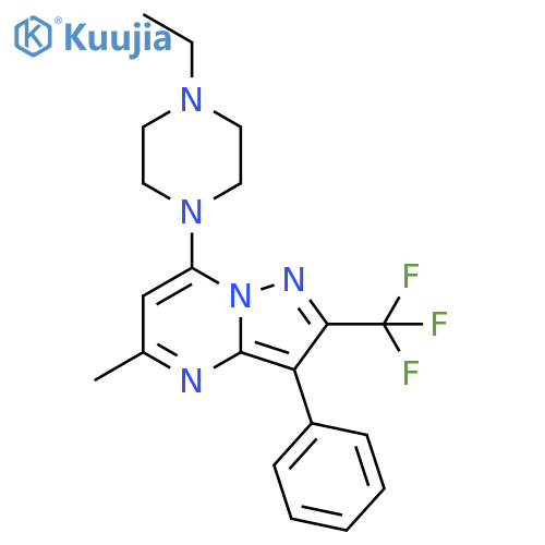 1-ethyl-4-5-methyl-3-phenyl-2-(trifluoromethyl)pyrazolo1,5-apyrimidin-7-ylpiperazine structure