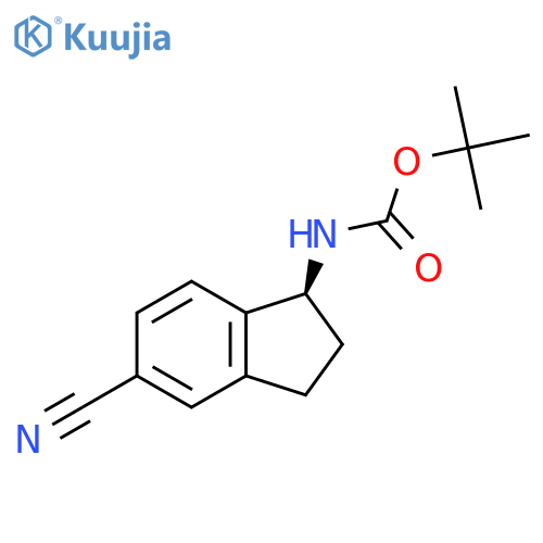 (S)-Tert-butyl (5-cyano-2,3-dihydro-1H-inden-1-yl)carbamate structure