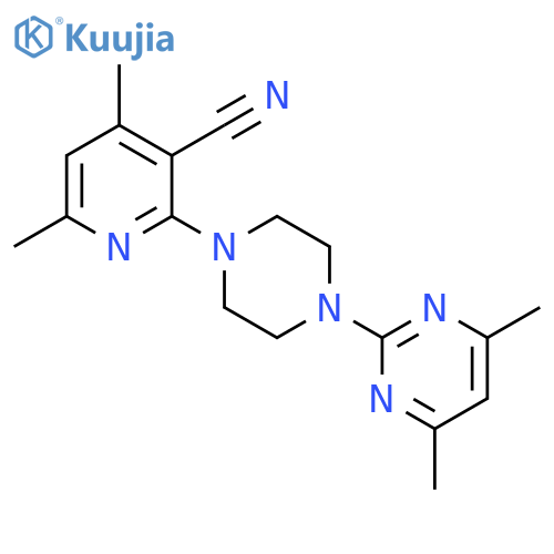 2-4-(4,6-dimethylpyrimidin-2-yl)piperazin-1-yl-4,6-dimethylpyridine-3-carbonitrile structure