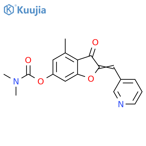 (2Z)-4-methyl-3-oxo-2-(pyridin-3-yl)methylidene-2,3-dihydro-1-benzofuran-6-yl N,N-dimethylcarbamate structure
