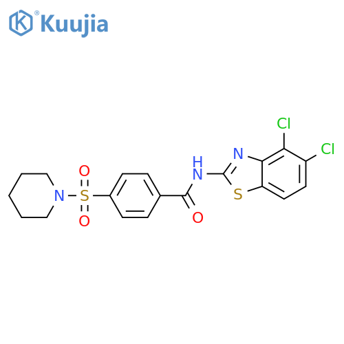 N-(4,5-dichloro-1,3-benzothiazol-2-yl)-4-(piperidine-1-sulfonyl)benzamide structure