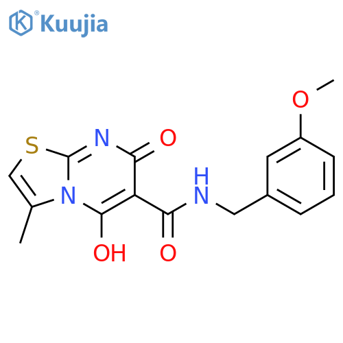 7-hydroxy-N-(3-methoxyphenyl)methyl-3-methyl-5-oxo-5H-1,3thiazolo3,2-apyrimidine-6-carboxamide structure
