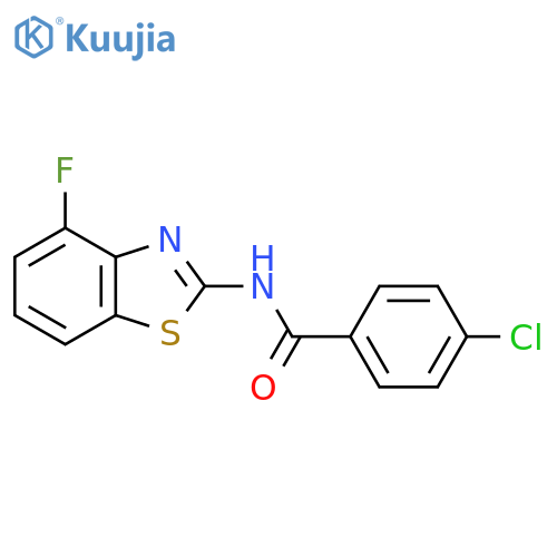 4-chloro-N-(4-fluoro-1,3-benzothiazol-2-yl)benzamide structure