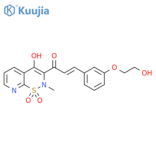 2-Propen-1-one,3-[3-(2-hydroxyethoxy)phenyl]-1-(4-hydroxy-2-methyl-1,1-dioxido-2H-pyrido[3,2-e]-1,2-thiazin-3-yl)-, (2E)- structure