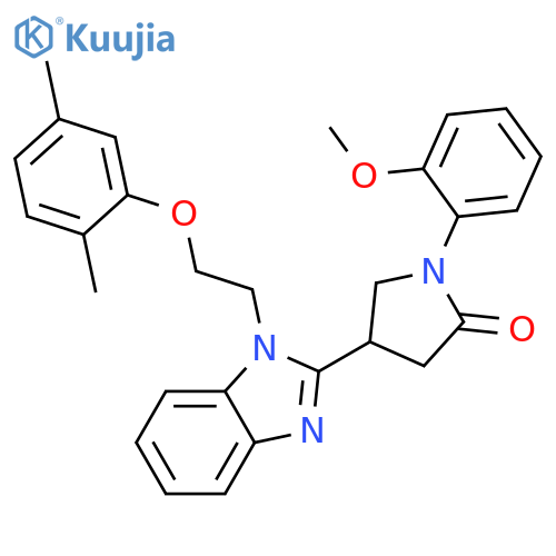 4-{1-2-(2,5-dimethylphenoxy)ethyl-1H-1,3-benzodiazol-2-yl}-1-(2-methoxyphenyl)pyrrolidin-2-one structure