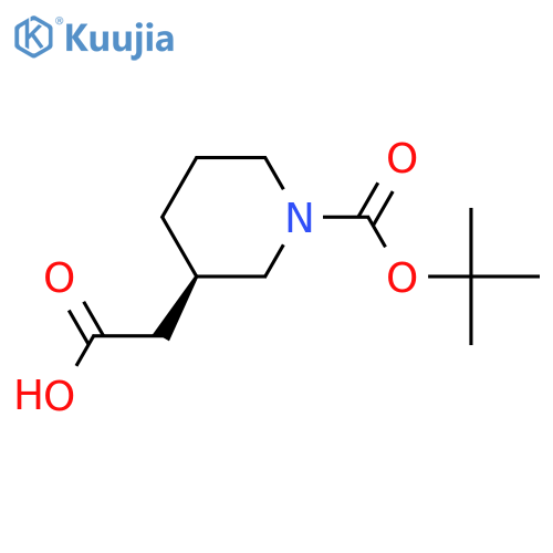 2-[(3R)-1-tert-butoxycarbonyl-3-piperidyl]acetic acid structure