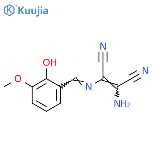 2-amino-3-{[(2-hydroxy-3-methoxyphenyl)methylidene]amino}but-2-enedinitrile structure