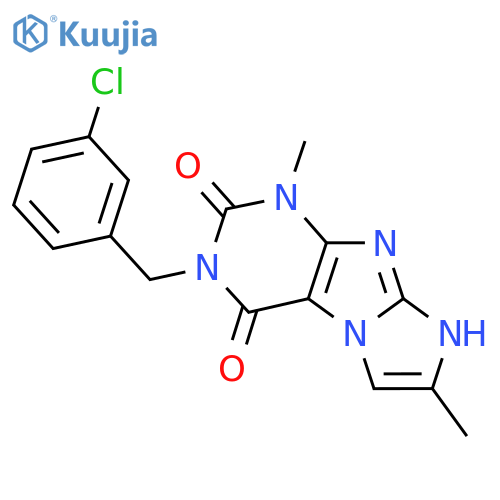 3-(3-chlorophenyl)methyl-1,7-dimethyl-1H,2H,3H,4H,8H-imidazo1,2-gpurine-2,4-dione structure