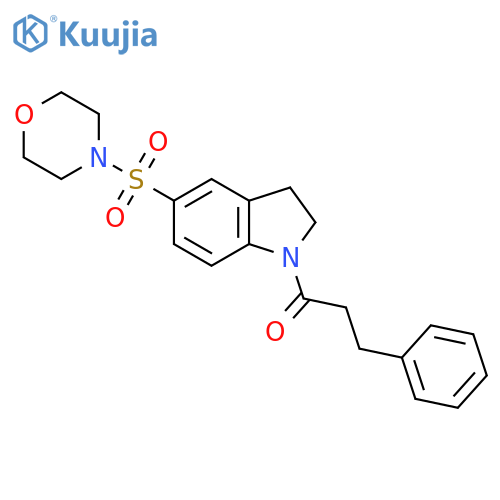 1-5-(morpholine-4-sulfonyl)-2,3-dihydro-1H-indol-1-yl-3-phenylpropan-1-one structure