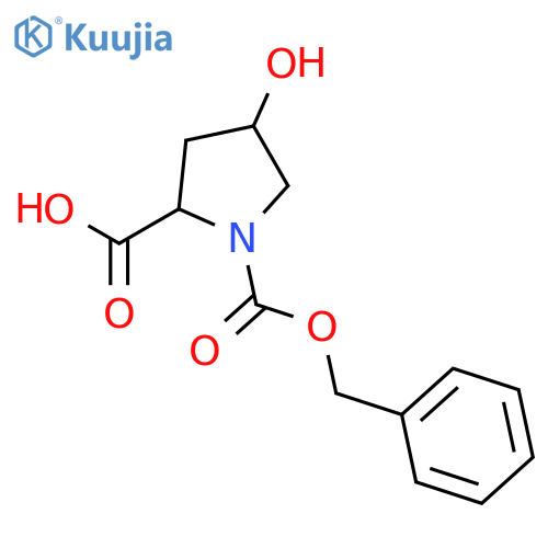 1-[(benzyloxy)carbonyl]-4-hydroxypyrrolidine-2-carboxylic acid structure