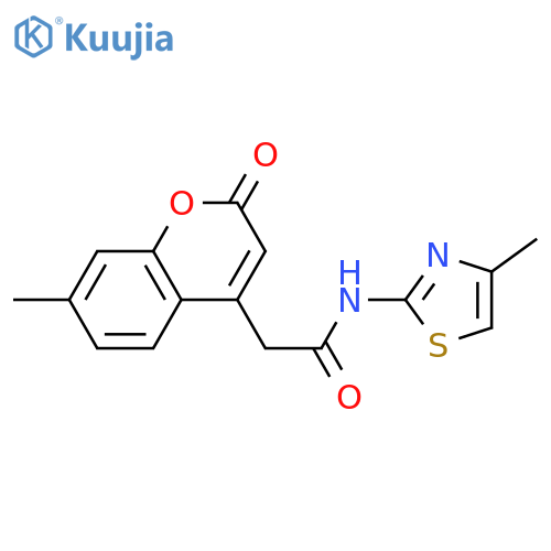N-(4-methyl-1,3-thiazol-2-yl)-2-(7-methyl-2-oxo-2H-chromen-4-yl)acetamide structure
