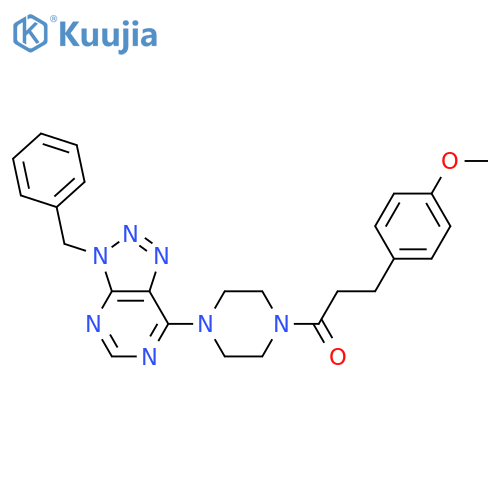 1-(4-{3-benzyl-3H-1,2,3triazolo4,5-dpyrimidin-7-yl}piperazin-1-yl)-3-(4-methoxyphenyl)propan-1-one structure
