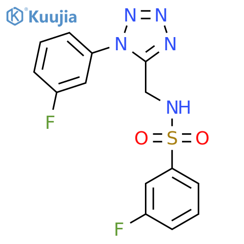 3-fluoro-N-{1-(3-fluorophenyl)-1H-1,2,3,4-tetrazol-5-ylmethyl}benzene-1-sulfonamide structure
