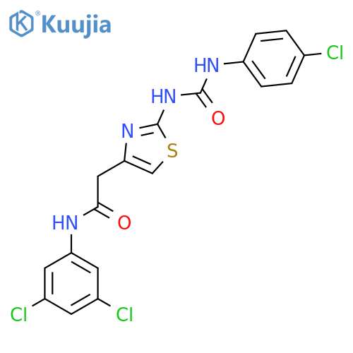 2-(2-{(4-chlorophenyl)carbamoylamino}-1,3-thiazol-4-yl)-N-(3,5-dichlorophenyl)acetamide structure