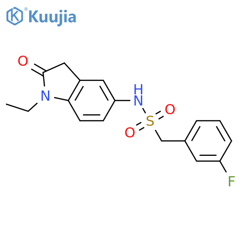 N-(1-ethyl-2-oxo-2,3-dihydro-1H-indol-5-yl)-1-(3-fluorophenyl)methanesulfonamide structure