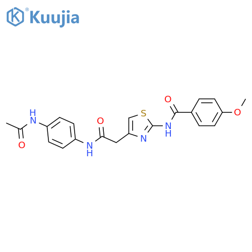 N-(4-{(4-acetamidophenyl)carbamoylmethyl}-1,3-thiazol-2-yl)-4-methoxybenzamide structure