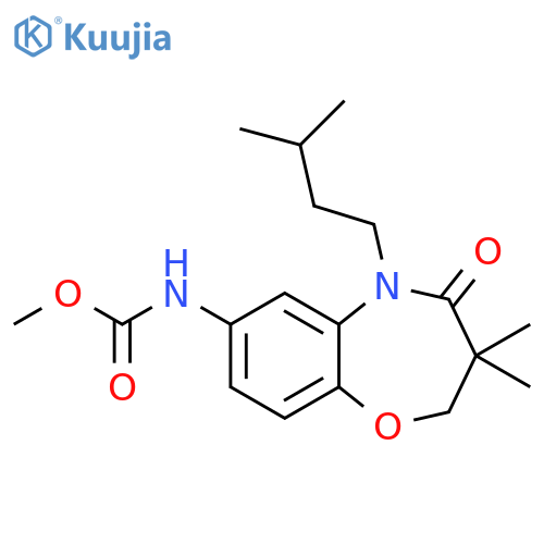 methyl N-3,3-dimethyl-5-(3-methylbutyl)-4-oxo-2,3,4,5-tetrahydro-1,5-benzoxazepin-7-ylcarbamate structure