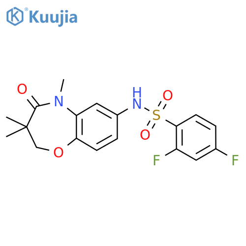 2,4-difluoro-N-(3,3,5-trimethyl-4-oxo-2,3,4,5-tetrahydro-1,5-benzoxazepin-7-yl)benzene-1-sulfonamide structure