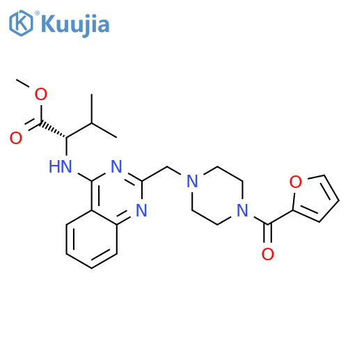 L-Valine, N-[2-[[4-(2-furanylcarbonyl)-1-piperazinyl]methyl]-4-quinazolinyl]-, methyl ester structure