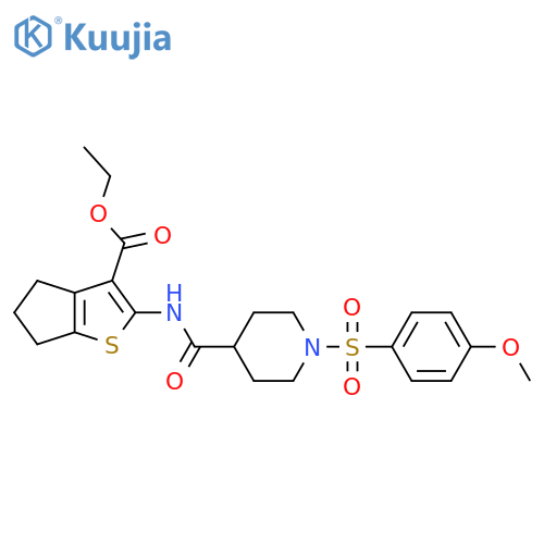 ethyl 2-1-(4-methoxybenzenesulfonyl)piperidine-4-amido-4H,5H,6H-cyclopentabthiophene-3-carboxylate structure