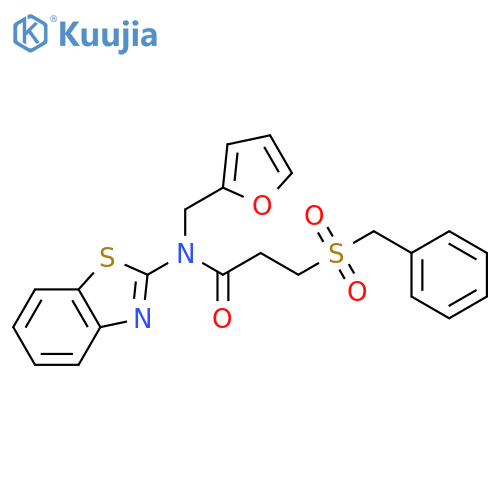 N-(1,3-benzothiazol-2-yl)-N-(furan-2-yl)methyl-3-phenylmethanesulfonylpropanamide structure