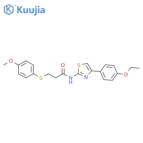 N-4-(4-ethoxyphenyl)-1,3-thiazol-2-yl-3-(4-methoxyphenyl)sulfanylpropanamide structure