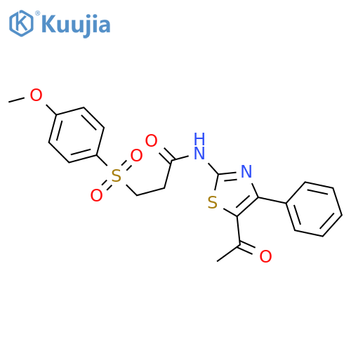 N-(5-acetyl-4-phenyl-1,3-thiazol-2-yl)-3-(4-methoxybenzenesulfonyl)propanamide structure