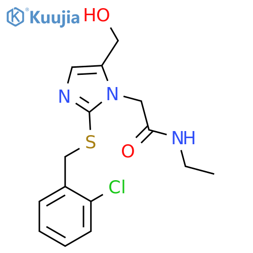 2-(2-{(2-chlorophenyl)methylsulfanyl}-5-(hydroxymethyl)-1H-imidazol-1-yl)-N-ethylacetamide structure