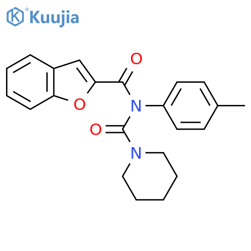 N-(4-methylphenyl)-N-(piperidine-1-carbonyl)-1-benzofuran-2-carboxamide structure