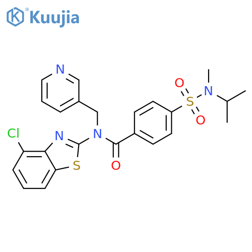 N-(4-chloro-1,3-benzothiazol-2-yl)-4-methyl(propan-2-yl)sulfamoyl-N-(pyridin-3-yl)methylbenzamide structure