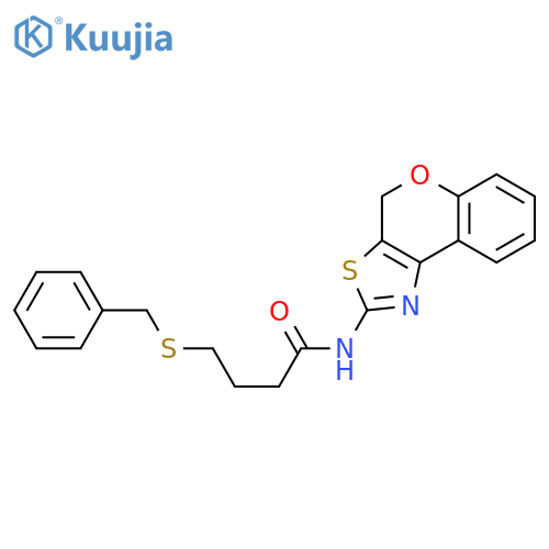 4-(benzylsulfanyl)-N-{4H-chromeno4,3-d1,3thiazol-2-yl}butanamide structure