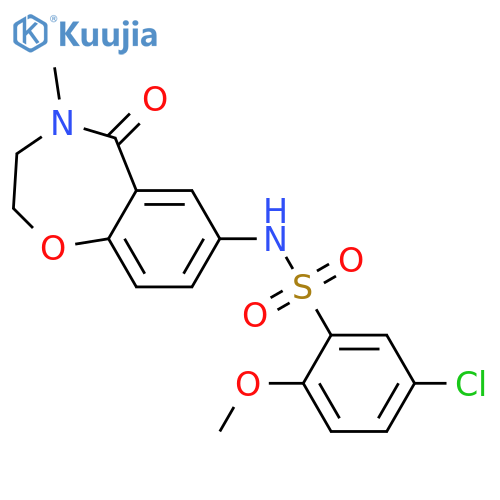 5-chloro-2-methoxy-N-(4-methyl-5-oxo-2,3,4,5-tetrahydro-1,4-benzoxazepin-7-yl)benzene-1-sulfonamide structure