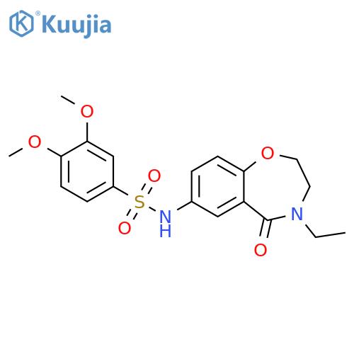 N-(4-ethyl-5-oxo-2,3,4,5-tetrahydro-1,4-benzoxazepin-7-yl)-3,4-dimethoxybenzene-1-sulfonamide structure