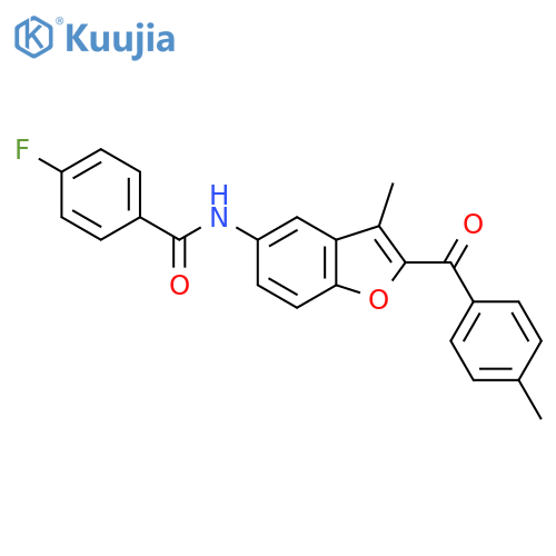 4-fluoro-N-3-methyl-2-(4-methylbenzoyl)-1-benzofuran-5-ylbenzamide structure