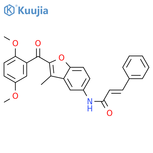 (2E)-N-2-(2,5-dimethoxybenzoyl)-3-methyl-1-benzofuran-5-yl-3-phenylprop-2-enamide structure