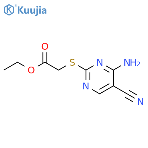 ethyl 2-(4-amino-5-cyanopyrimidin-2-yl)sulfanylacetate structure