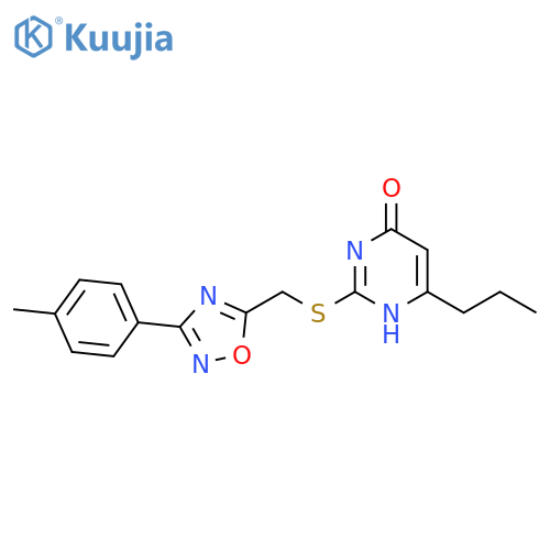 2-({3-(4-methylphenyl)-1,2,4-oxadiazol-5-ylmethyl}sulfanyl)-6-propyl-3,4-dihydropyrimidin-4-one structure
