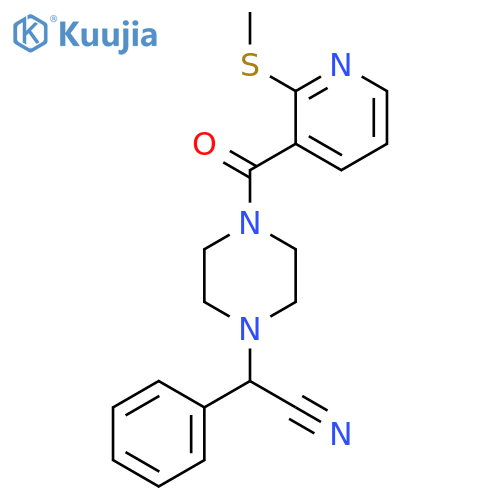 2-{4-[2-(Methylsulfanyl)pyridine-3-carbonyl]piperazin-1-yl}-2-phenylacetonitrile structure