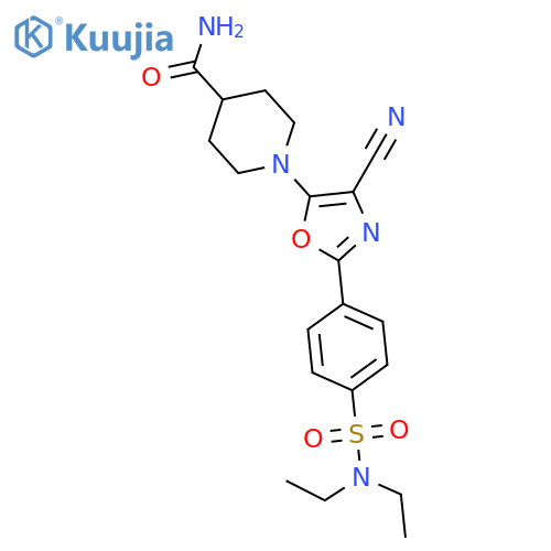 1-{4-cyano-2-4-(diethylsulfamoyl)phenyl-1,3-oxazol-5-yl}piperidine-4-carboxamide structure