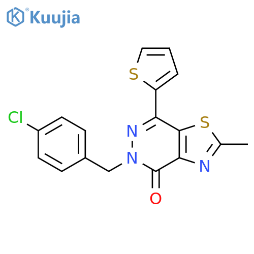 5-(4-chlorophenyl)methyl-2-methyl-7-(thiophen-2-yl)-4H,5H-1,3thiazolo4,5-dpyridazin-4-one structure