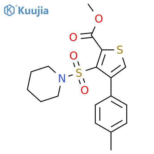 methyl 4-(4-methylphenyl)-3-(piperidine-1-sulfonyl)thiophene-2-carboxylate structure