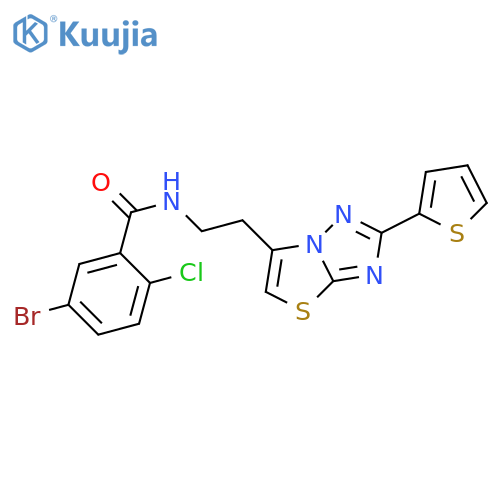 5-bromo-2-chloro-N-{2-2-(thiophen-2-yl)-1,2,4triazolo3,2-b1,3thiazol-6-ylethyl}benzamide structure