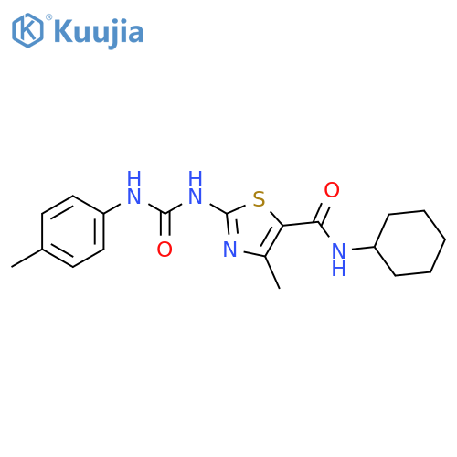 N-cyclohexyl-4-methyl-2-{(4-methylphenyl)carbamoylamino}-1,3-thiazole-5-carboxamide structure